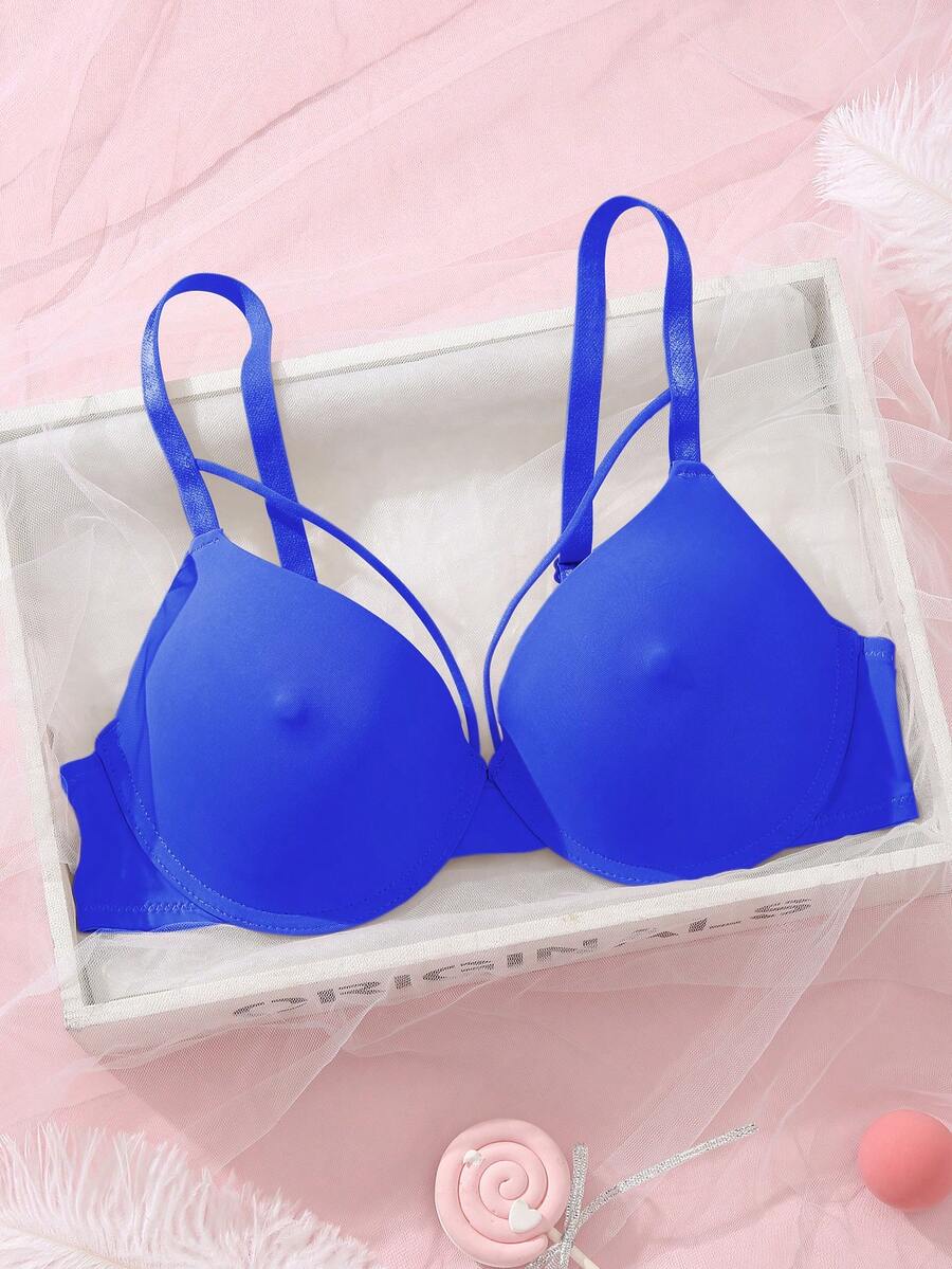 DesireSculpt 1pc Women's Underwire Bra, Comfortable Seamless Lift And Support For Small Bust - Royal Blue - View 1