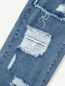 2026 New Fashionable Distressed Washed Denim Jeans, Versatile Design For Teen GirlWomen, Casual All-Season Item - Light Wash - View 5