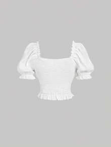 SHEIN MOD Áo kiểu nữ tay phồng màu trơn thanh lịch, mùa xuân/hè, áo kiểu sang trọng cho nữ, ngày lễ, kiểu công chúa, áo kiểu trang trọng, kiểu cướp biển, kiểu Victoria, cổ điển, vintage, lễ hội, tiệc vườn, hẹn hò, dã ngoại, tiệc tùng, dạ hội, phong cách Boho, kiểu miền Tây, áo corset trắng, phong cách Cottagecore - trắng - Xem 5