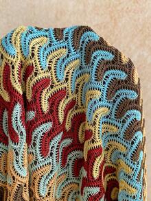 Soleia Vacation Knitted Texture Mid-Length Women Dress Crochet Dresses For Women Havana Nights Outfit Knitted Bathing Suit Picnic Dress For Woman Crochet Short Set Summer Spring Valentine's Day Casual Vacation  Beach Wedding Birthday Going Out Elegant Casual Vacation - Multicolor - View 7