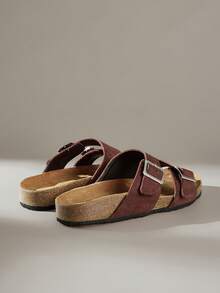 Solecia Sandalias de mujer con correa vintage, cómodas de usar, para uso casual en la playa, con suela plana - Café integral - Ver 4