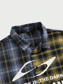 NEON BLANC 男士字母格纹印花短袖单排扣休闲衬衫 - 彩色 - 查看 3