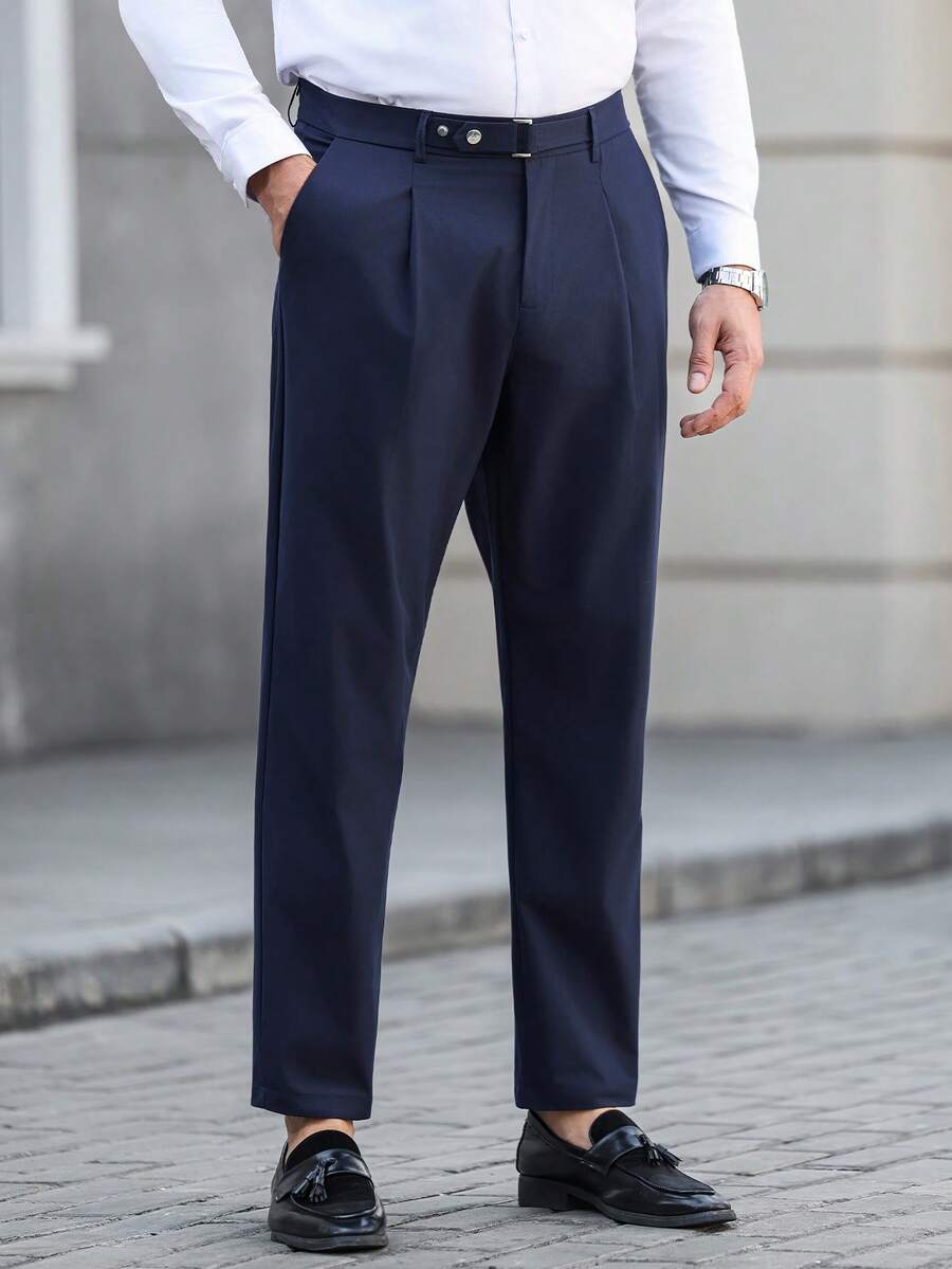 Manfinity Bizformal 可调节腰围商务休闲藏蓝色男士裤子