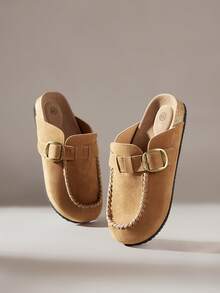 Solecia 女士平底软皮一脚蹬鞋，舒适百搭，适合通勤。 - 棕色 - 查看 6