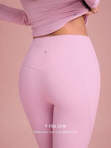 GLOWMODE 26" FeatherFit™ Insta-Cinch 2.0 Tummy Control Leggings With Side Pockets Anti-See-Through Shorts Low Impact Yoga Daily Fall Winter - Tropical Pink - View 6