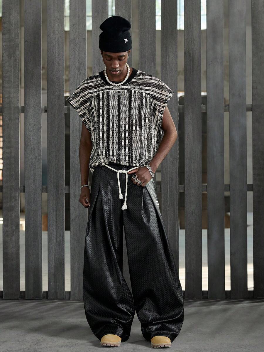 NEON BLANC Men's Casual Loose T-Shirt Vest, Plain Black & White, Summer