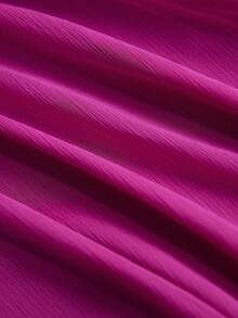 Revavyn 优雅雪纺V领无袖褶皱腰身修身长裙，简约奢华设计，适合通勤穿着。 - 中紫紅色 - 查看 7