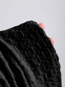 Sweetra 法式甜心系带露背镂空金属装饰褶皱修身女式背心 - 黑色 - 查看 3