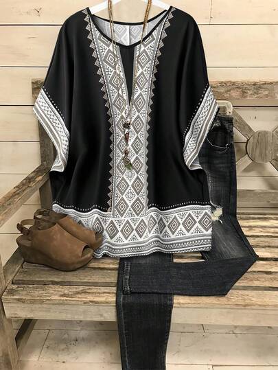 Linhara Plus Size Comfortable & Fashionable Soft Casual Elegant Versatile Blouse, Suitable For Gatherings And Vacations