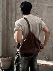 DAZY 男士纯灰色V领针织衫，夏季 - 灰色 - 查看 4