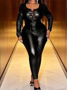 Slaydiva Nuovi arrivi primavera/estate 2026 Abbigliamento donna autunno, Abbigliamento donna inverno, Nuovi costumi da festival musicali e Ognissanti, Abiti da compleanno per donna, Abbigliamento casual e versatile per uso quotidiano, vacanze, crociere, spiaggia, prendisole, virali, Completo nero a maniche lunghe con fiocco frontale per donna, Pantaloni lunghi aderenti sexy, Tute oversize - nero - Visualizzare 10