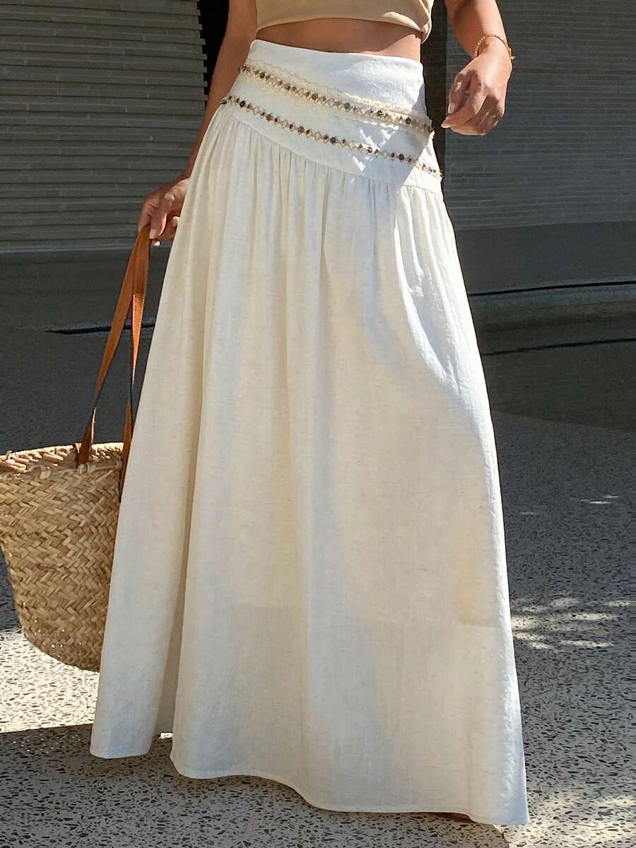 DAZY 白色串珠装饰假日沙滩裙，适合夏季和复活节穿着。 - 白色 - 查看 1