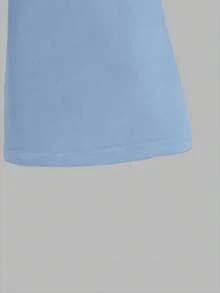 SHEIN ChillGRL Bộ đồ 2 mảnh mùa xuân/thu cho bé gái tuổi teen, áo ren đỏ thêu nơ kết hợp với áo thun dài tay trắng cổ tròn và quần ống rộng màu đỏ trơn, thích hợp cho các buổi đi chơi, du lịch, tiệc tùng, lễ hội, đi học, thoải mái và dễ thương. - Màu xanh lam - Xem 7