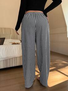 Napfluff CURVE Napfluff CURVE New Plaid Print Plus Size Pants, Spring/Summer - Blue and White - View 2