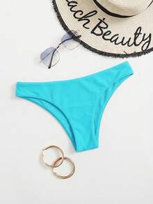 Swim Basics 女士纯色简约日常泳裤 - 藍色 - 查看 5