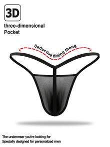 DrisQ Fashionable Black Hollow Mesh Sexy U-Pouch Mid-Waist Men's Underwear - Black - View 2