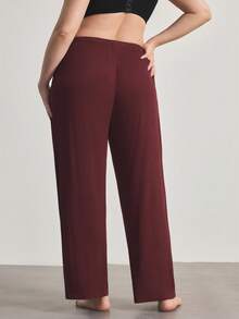 Ocili Pantalones de pijama fluidos y ultrasuaves de SHEIN, de seda y transpirables, combinan bien con todas las blusas básicas - Negro - Burdeos - Ver 3