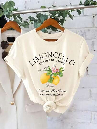 Calvaya Limoncello T-Shirt, Amalfi Coast Italy Lemons T-Shirt Lemon Clothes Women Lemon Shirt Women Tshirts For Summer Crop Tops Women Tshirt Italian Vacation Clothes