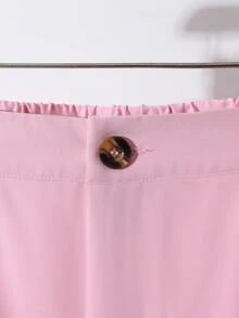 SHEIN LUNE CURVE Einfarbige Lässig Hose in Große Größen - Babypink - Übersicht 5
