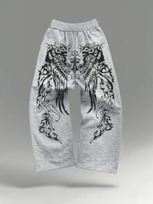 Manfinity EMRG 男士休闲运动翼纹印花抽绳腰带运动裤 - 彩色 - 查看 1