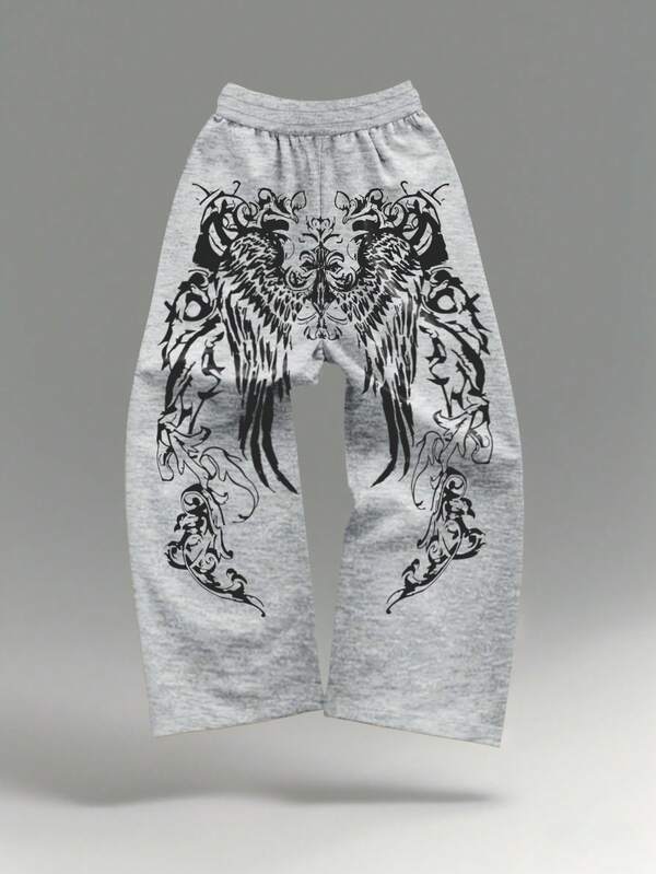 Manfinity EMRG 男士休闲运动翼纹印花抽绳腰带运动裤