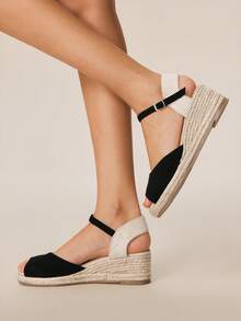 Styleloop Women's Fashionable Versatile Buckle Design Thick Bottom Wedge Sandals For Daily Wear - Black - View 7