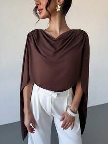 RiviMae Women's Fashionable Sleeveless Ruched Solid Color Bodysuit - Brown - View 6