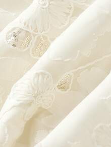 SHEIN MOD 女士杏色露肩优雅串珠刺绣连衣裙 - 杏色 - 查看 10