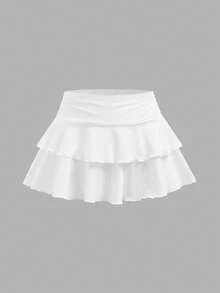 SHEIN Tween Girls Floral Print Ruched Hem Cropped Cami With Sheer Straps & Layered Cute Mini Skirt 2-Piece Set - Pink - View 10