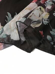 Modelyn Áo kiểu nữ cỡ lớn cổ vuông, eo thon, tay dài, in hoa, chất liệu lưới, kiểu dáng lãng mạn, đa năng. - Nhiều màu - Xem 6