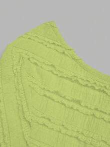 Sweetra Solid Color Flare Sleeve Slim Fit T-Shirt - Green - View 5