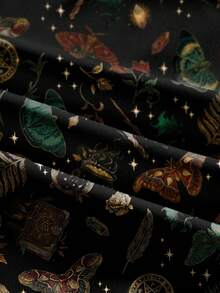 ROMWE Goth Women's Wide Leg Pants, Mysterious Academy Of Dark Magic, Moon And Stars Mysterious Spring, Brown - Black - View 4