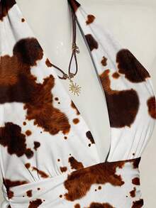 Attitoon 露背吊带深V领收腰A字西部奶牛印花吊带衫，适合外出、音乐节、海滩、派对、生日、度假、Y2K风格。 - 彩色 - 查看 7