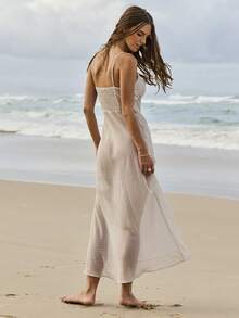 Aralina 女士薄纱格纹高领夏季中长连衣裙，可爱情人节派对假日度假装扮，Y2K斯德哥尔摩风格 - 淺藍色 - 查看 7