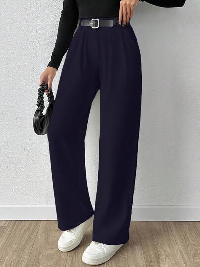 EURMUSE Women Solid Color Extra Wide Leg Pants