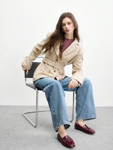 CUCCOO BIZCHIC Joy&Peace, Genuine Imported Women's Flat Loafers, Style, Autumn 2024, N1501. - Burgundy - View 4