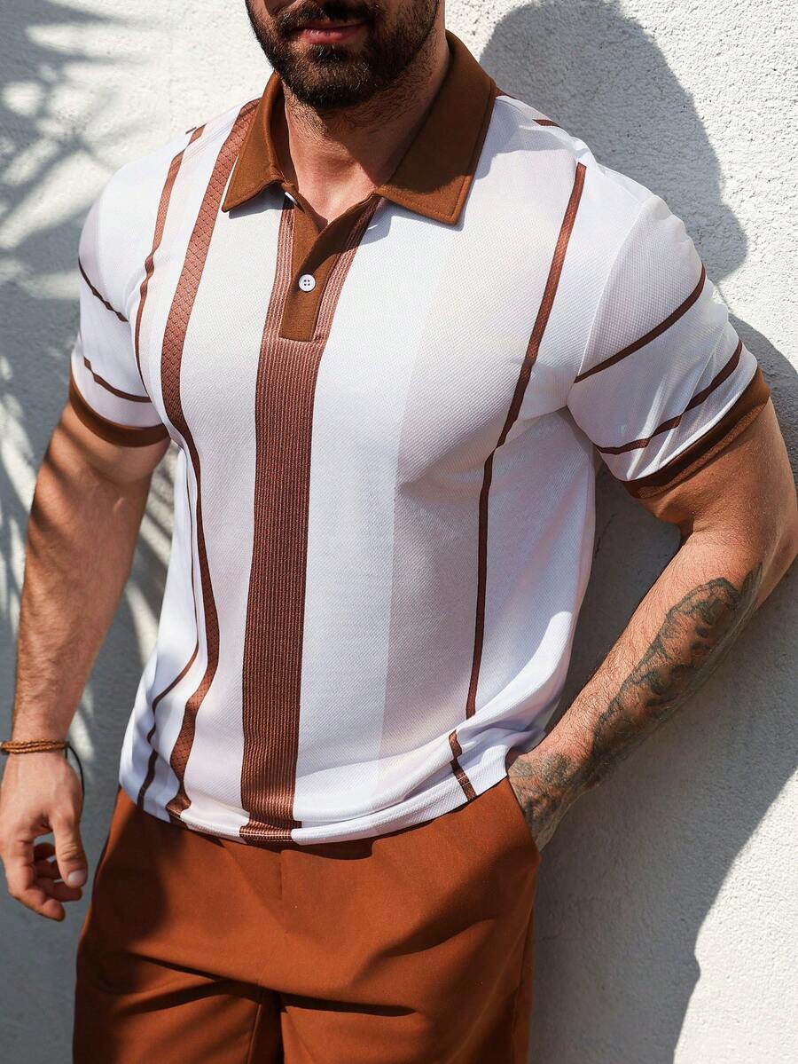 VENTUSAIL 这款男士条纹Polo衫采用舒适面料制成，时尚百搭，适合秋季穿着，可用于度假、休闲、外出、工作等各种场合。它也是送给丈夫、男友和父亲的绝佳礼物。 - 彩色 - 查看 1