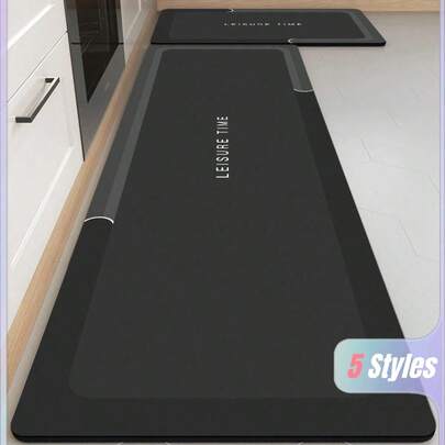 SHEIN 1 pieza Alfombra de gel de sílice para cocina con diseño de marco en gris y negro, antifatiga, antideslizante, absorbente, alfombra de secado rápido adecuada para cocina, baño, lavandería, entrada, etc., decoración de habitación