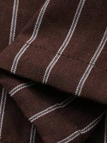 DAZY Women's New Loose Drawstring Striped Wide Leg Casual Pants - Coffee Brown - View 3