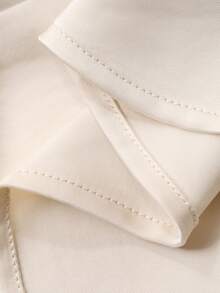 Livesso Áo kiểu tay ngắn, buộc dây, cổ chữ V, phối ren rỗng, thích hợp cho mùa xuân hè, đi biển hoặc đi nghỉ mát, thanh lịch, công sở dành cho nữ. - Màu be - Xem 3