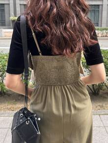 FRIFUL 女士吊带荷叶边阔腿连体裤，夏季度假风连体裤 - 綠色 - 查看 6