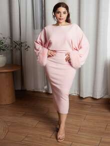 Lupita Cardoza Women's Extra Long Elegant Knitted Sweater Dress, Autumn/Winter Fluffy Dress Women Pink Dress For Women Elegant - Pink - View 1