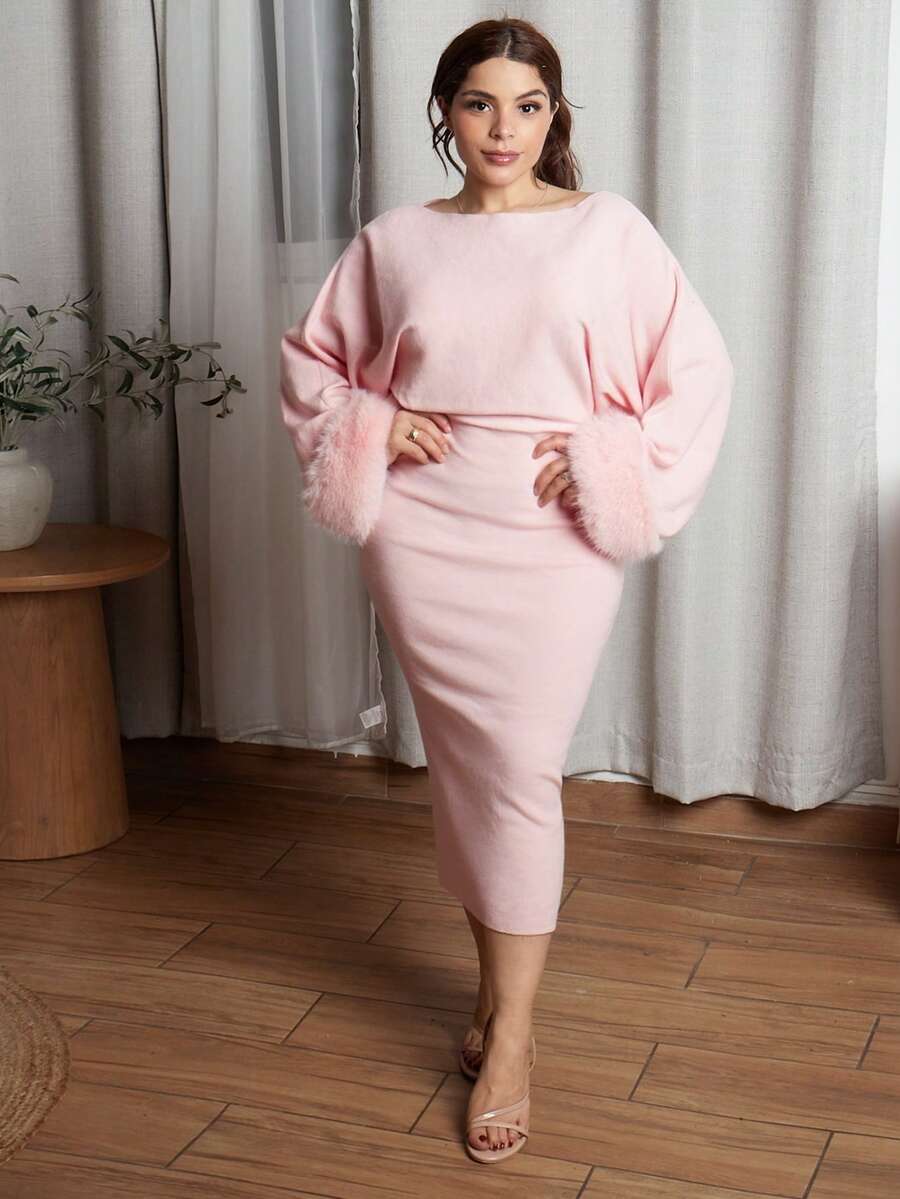 Lupita Cardoza Women's Extra Long Elegant Knitted Sweater Dress, Autumn/Winter Fluffy Dress Women Pink Dress For Women Elegant - Pink - View 1