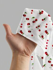 SHEIN EZwear 休闲简约樱桃图案紧身吊带长裙，适合夏季 - 彩色 - 查看 6