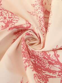 Breezaya Women's Casual Vacation Style Allover Print V-Neck Lantern Sleeve Belted Short Dress, Spring/Summer - Red - View 3