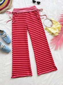 Soleia Women's Casual Striped Drawstring Waist Pants - Multicolor - View 3