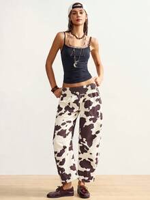 Bohemela Women's Jeans With Elastic Waistband, Loose Fit, Carrot Style, Denim Print.Summer Clothes Spring Break Outfits Carnival Women  Beach Pants  Y2k Women - Multicolor - View 5