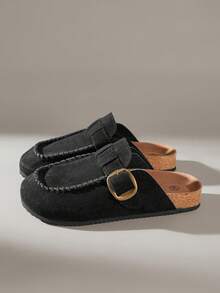 Solecia Women's Slip-On Flat Shoes Soft Leather Comfortable Commuter Versatile Style - Black - View 3