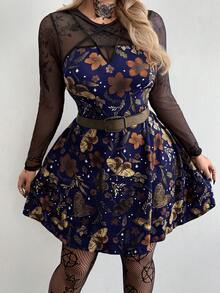 Whyspr Đầm dài tay dáng chữ A cổ tròn, phong cách vintage thường ngày, cá tính, đậm chất punk, dành cho nữ cỡ lớn, thích hợp mặc hàng ngày, đi làm, Lễ Tạ ơn, Tiệc năm mới, Halloween, Kỳ nghỉ, tựu trường, Ngày lễ, Tiệc sinh nhật, Lễ hội âm nhạc, Ngày Valentine, Xuân/Hè. - Nhiều màu - Xem 5