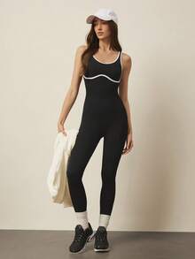 With My Calm Women's Edged Daily Fitness Camisole Jumpsuit - Multicolor - View 5